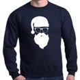 thumbnail image 1 of Shop4Ever Men's Hipster Santa with Glasses Christmas Crewneck Sweatshirt Small Navy, 1 of 5