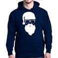 thumbnail image 1 of Shop4Ever Men's Hipster Santa with Glasses Christmas Hooded Sweatshirt Hoodie Medium Navy, 1 of 5