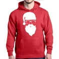 thumbnail image 1 of Shop4Ever Men's Hipster Santa with Glasses Christmas Hooded Sweatshirt Hoodie XXX-Large Red, 1 of 5