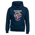 thumbnail image 1 of Shop4Ever Men's Hispanic Heritage Month Flag Heart Hooded Sweatshirt Hoodie Large Navy, 1 of 5
