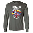 thumbnail image 1 of Shop4Ever Men's Hispanic Heritage Month Flag Heart Long Sleeve Shirt Small Charcoal, 1 of 5