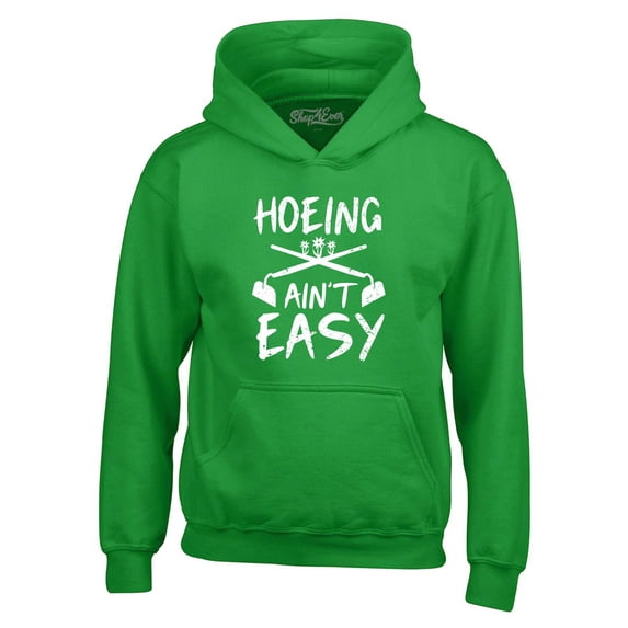 Shop4Ever Men's Hoeing Ain't Easy Hooded Sweatshirt Hoodie XXX-Large Irish Green