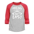 thumbnail image 1 of Shop4Ever Men's Hoeing Ain't Easy Raglan Baseball Shirt Small Heather Grey/Red, 1 of 4