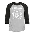 thumbnail image 1 of Shop4Ever Men's Hoeing Ain't Easy Raglan Baseball Shirt X-Small Heather Grey/Black, 1 of 4