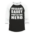 thumbnail image 1 of Shop4Ever Men's Husband Daddy Protector Hero Gift for Father Raglan Baseball Shirt X-Large Black/White, 1 of 4