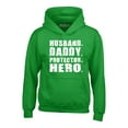 thumbnail image 1 of Shop4Ever Men's Husband. Daddy. Protector. Hero. Hooded Sweatshirt Hoodie Small Irish Green, 1 of 5