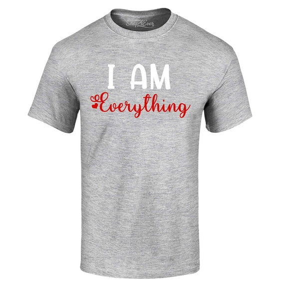 Shop4Ever Men's I Am Everything Couples Matching Valentine Graphic T-shirt XXX-Large Sports Grey