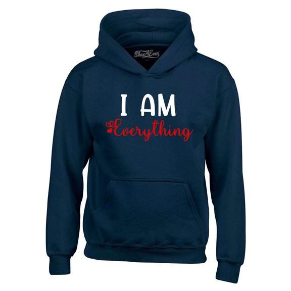 Shop4Ever Men's I Am Everything Couples Matching Valentine Hooded Sweatshirt Hoodie Large Navy