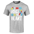 thumbnail image 1 of Shop4Ever Men's I Am His Voice He is My Heart Autism Awareness Graphic T-shirt Large Sports Grey, 1 of 5