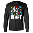 thumbnail image 1 of Shop4Ever Men's I Am His Voice He is My Heart Autism Awareness Long Sleeve Shirt X-Large Black, 1 of 5