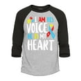 thumbnail image 1 of Shop4Ever Men's I Am His Voice He is My Heart Autism Awareness Raglan Baseball Shirt Small Heather Grey/Black, 1 of 3