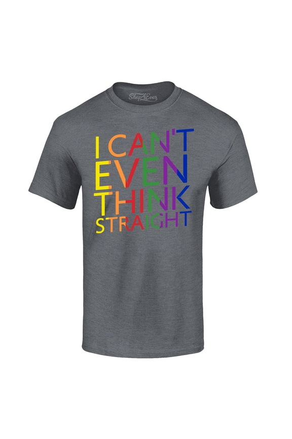 Men's I Can't Even Think Straight Gay Pride Graphic T-shirt Large Dark Heather