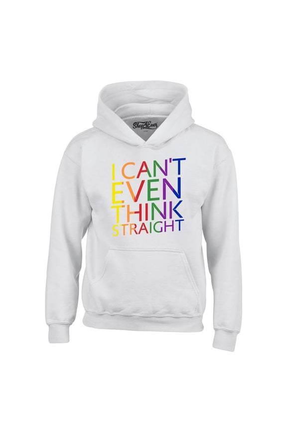 Men's I Can't Even Think Straight Gay Pride Hooded Sweatshirt Hoodie Large White