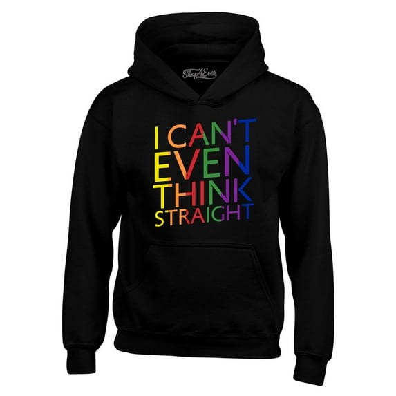Shop4Ever Men's I Can't Even Think Straight Gay Pride Hooded Sweatshirt Hoodie Small Black