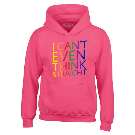 Shop4Ever Men's I Can't Even Think Straight Gay Pride Hooded Sweatshirt Hoodie XX-Large Heliconia Pink