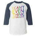 thumbnail image 1 of Shop4Ever Men's I Can't Even Think Straight Gay Pride Raglan Baseball Shirt Medium White/Navy, 1 of 5