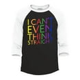thumbnail image 1 of Shop4Ever Men's I Can't Even Think Straight Gay Pride Raglan Baseball Shirt XX-Large Black/White, 1 of 4
