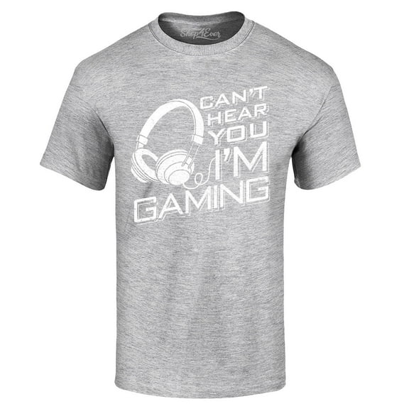 Shop4Ever Men's I Can't Hear You I'm Gaming Graphic T-shirt Medium Sports Grey