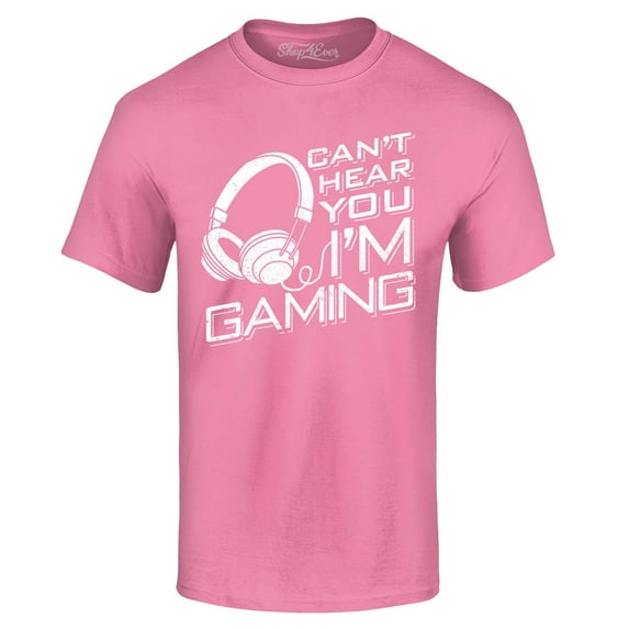 Shop4Ever Men's I Can't Hear You I'm Gaming Graphic T-shirt XX-Large Azalea Pink