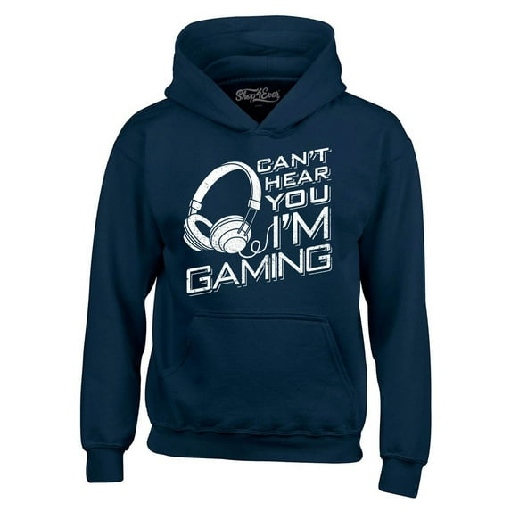 Shop4Ever Men's I Can't Hear You I'm Gaming Hooded Sweatshirt Hoodie Small Navy