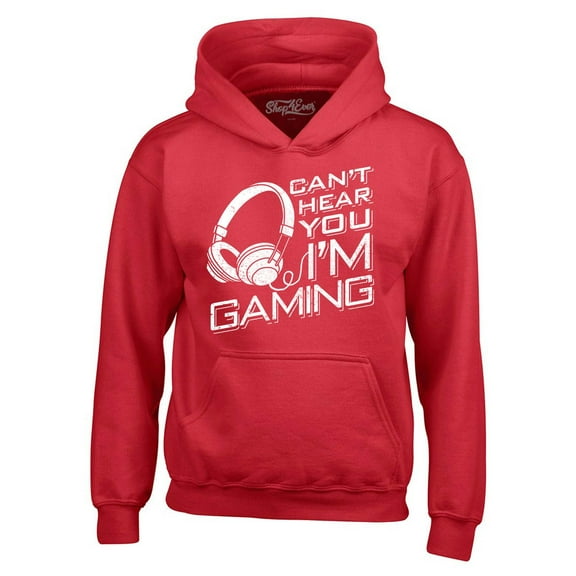 Shop4Ever Men's I Can't Hear You I'm Gaming Hooded Sweatshirt Hoodie XXX-Large Red