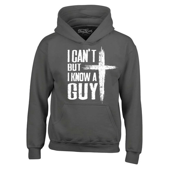 Shop4Ever Men's I Can't but I Know a Guy Jesus Religious Hooded Sweatshirt Hoodie XX-Large Charcoal