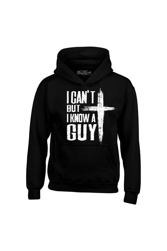 Men's I Can't but I Know a Guy Jesus Religious Hooded Sweatshirt Hoodie XXXXX-Large Black