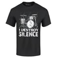thumbnail image 1 of Shop4Ever Men's I Destroy Silence Drums Drummer  Graphic T-shirt Large Black, 1 of 5
