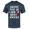 thumbnail image 1 of Shop4Ever Men's I Heart U ABC's Valentine's Day Love You Graphic T-shirt Large Navy, 1 of 5
