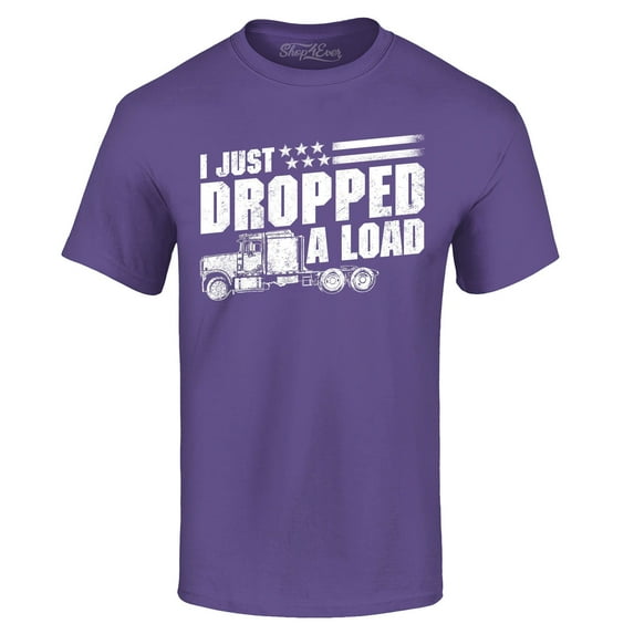Shop4Ever Men's I Just Dropped A Load Patriotic Trucker Graphic T-shirt XXXXX-Large Purple