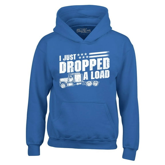 Shop4Ever Men's I Just Dropped A Load Patriotic Trucker Hooded Sweatshirt Hoodie Large Royal Blue