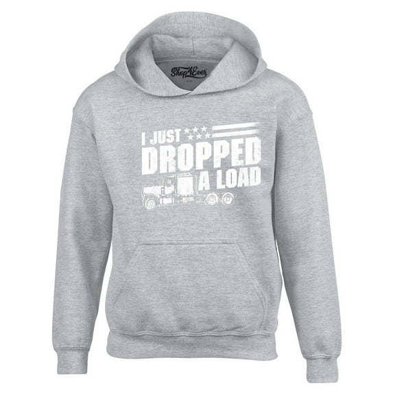 Shop4Ever Men's I Just Dropped A Load Patriotic Trucker Hooded Sweatshirt Hoodie Large Sports Grey