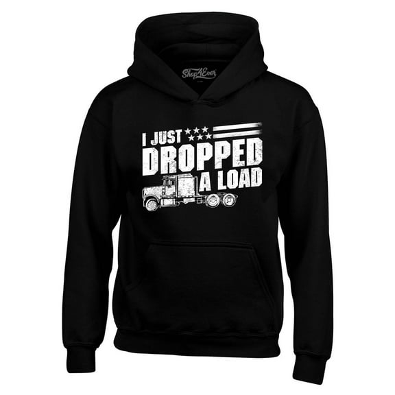 Shop4Ever Men's I Just Dropped A Load Patriotic Trucker Hooded Sweatshirt Hoodie XX-Large Black