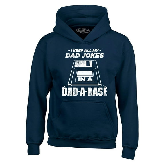 Shop4Ever Men's I Keep All My Dad Jokes in The Dad A Base Hooded Sweatshirt Hoodie Small Navy