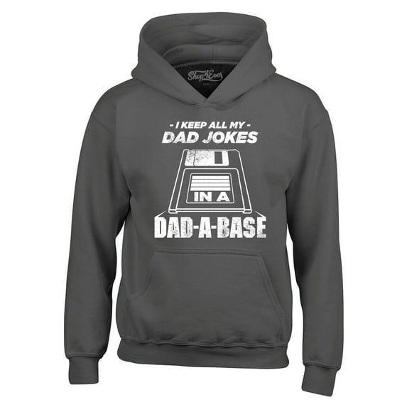 Shop4Ever Men's I Keep All My Dad Jokes in The Dad A Base Hooded Sweatshirt Hoodie X-Large Charcoal