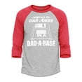 thumbnail image 1 of Shop4Ever Men's I Keep All My Dad Jokes in The Dad A Base Raglan Baseball Shirt X-Small Heather Grey/Red, 1 of 4