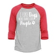 thumbnail image 1 of Shop4Ever Men's I Like Dogs More Than People Raglan Baseball Shirt X-Small Heather Grey/Red, 1 of 4