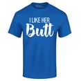 thumbnail image 1 of Shop4Ever Men's I Like Her Butt I Like His Beard Couples Matching Graphic T-shirt Small Royal Blue, 1 of 5