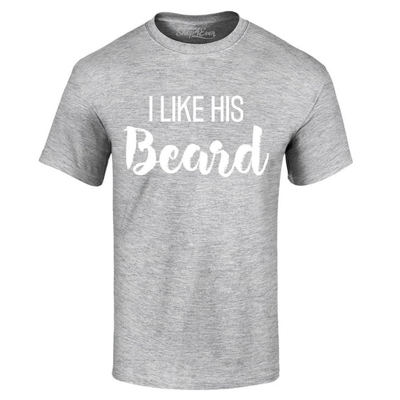 Shop4Ever Men's I Like Her Butt I Like His Beard Couples Matching Graphic T-shirt XXXX-Large Sports Grey