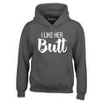 thumbnail image 1 of Shop4Ever Men's I Like Her Butt I Like His Beard Couples Matching Hooded Sweatshirt Hoodie Small Charcoal, 1 of 5