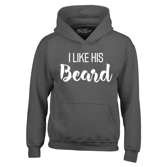 Shop4Ever Men's I Like Her Butt I Like His Beard Couples Matching Hooded Sweatshirt Hoodie X-Large Charcoal
