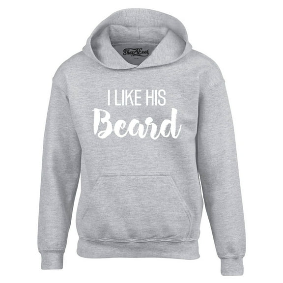 Shop4Ever Men's I Like Her Butt I Like His Beard Couples Matching Hooded Sweatshirt Hoodie X-Large Sports Grey