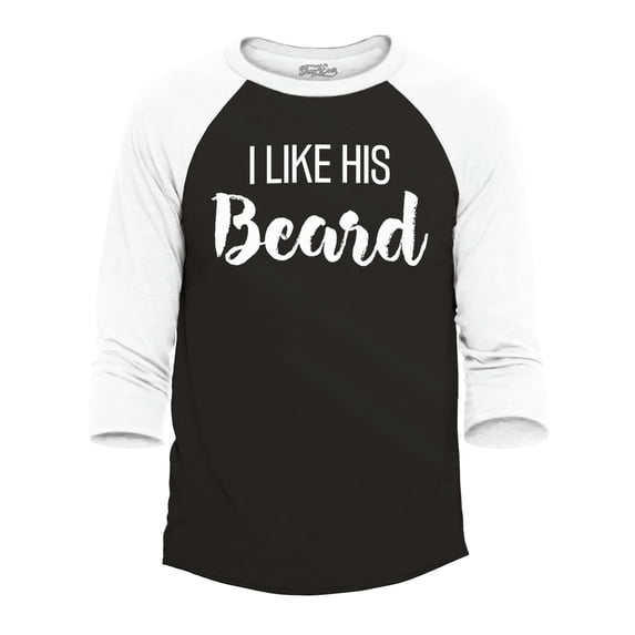 Shop4Ever Men's I Like Her Butt I Like His Beard Couples Matching Raglan Baseball Shirt Medium Black/White