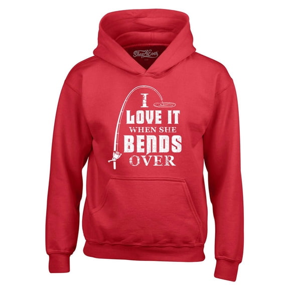 Shop4Ever Men's I Love It When She Bends Over Hooded Sweatshirt Hoodie Medium Red