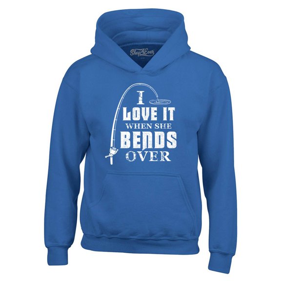 Shop4Ever Men's I Love It When She Bends Over Hooded Sweatshirt Hoodie Small Royal Blue
