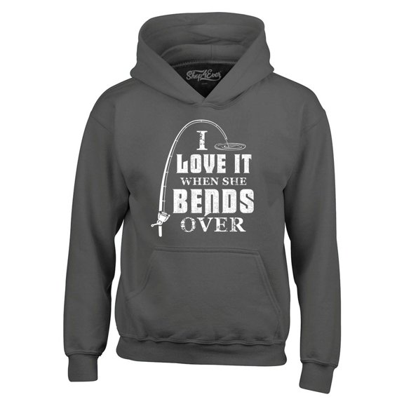 Shop4Ever Men's I Love It When She Bends Over Hooded Sweatshirt Hoodie XXX-Large Charcoal