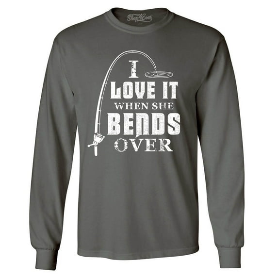 Shop4Ever Men's I Love It When She Bends Over Long Sleeve Shirt Large Charcoal