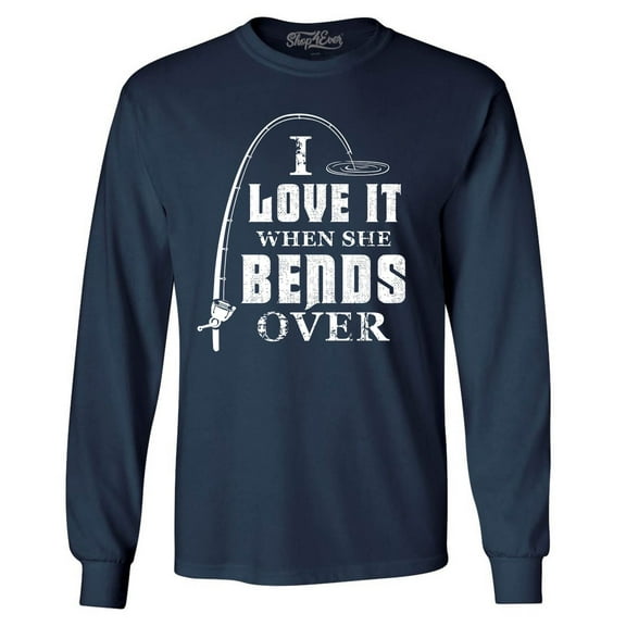 Shop4Ever Men's I Love It When She Bends Over Long Sleeve Shirt XX-Large Navy