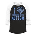 thumbnail image 1 of Shop4Ever Men's I Love Someone With Autism Puzzle Raglan Baseball Shirt X-Large Black/White, 1 of 4