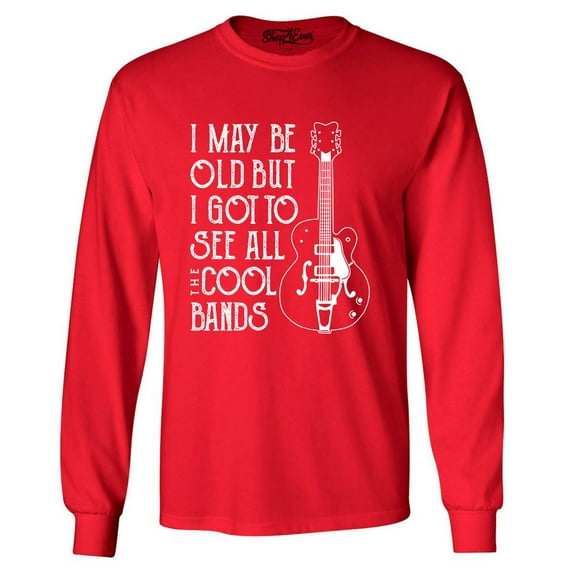Shop4Ever Men's I May be Old but I Got to See All The Cool Bands Long Sleeve Shirt XX-Large Red